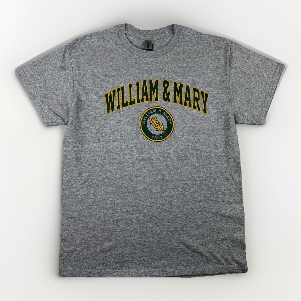 William & Mary College T-Shirt Men's Medium Gray‎ Gildan Heavy Cotton Campus